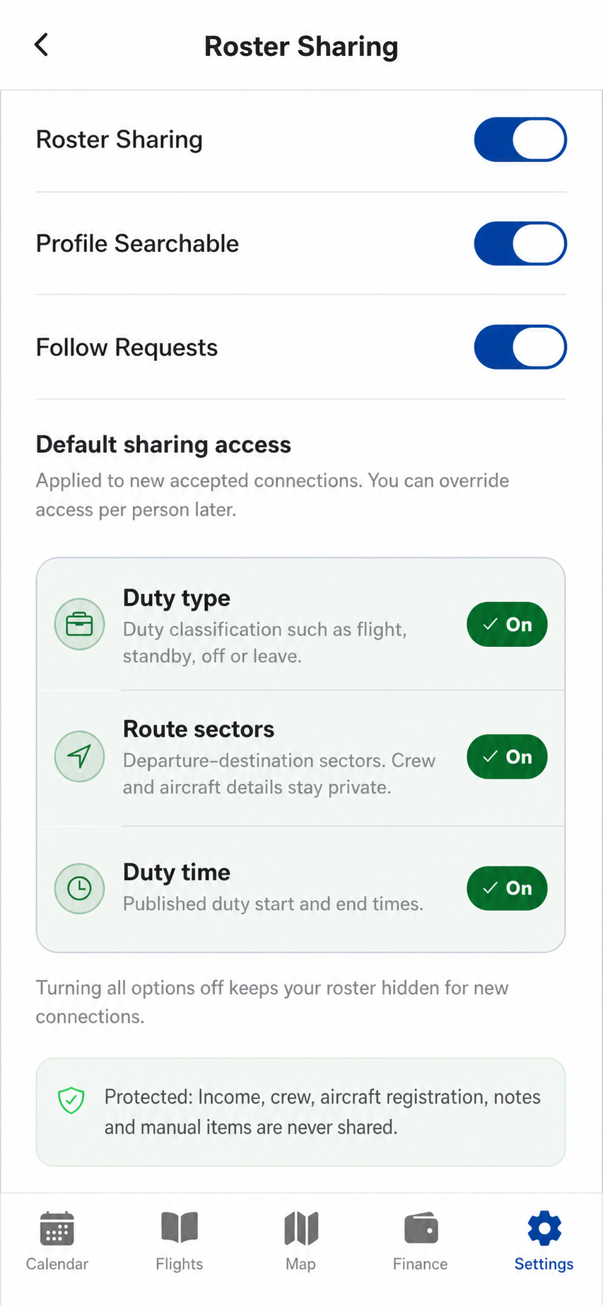 Field-level roster sharing permissions